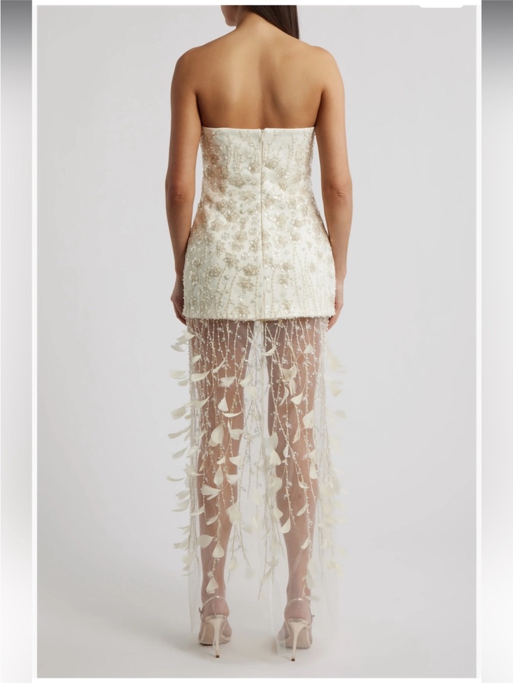 Delfi Collective Salma Bead & Feather Strapless Gown - Picture 2 of 13